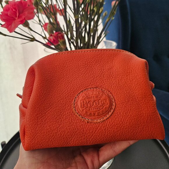 Roots Leather Cosmetic Case in Orange - Picture 1 of 7